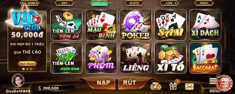 Đa dạng game đánh bài online cho bạn lựa chọn